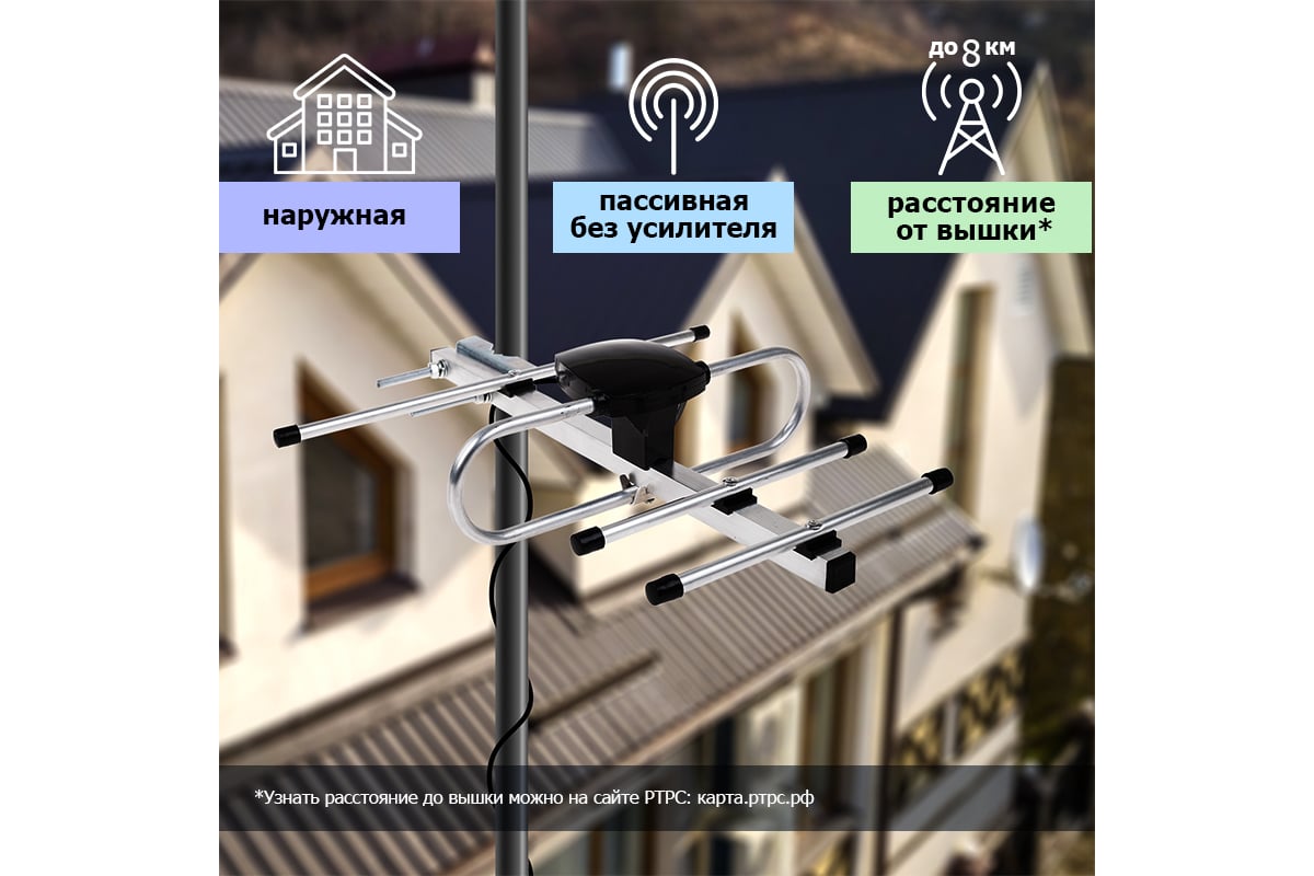 Наружная ТB антенна для цифрового телевидения REXANT DVB-T2 модель RX-407  пакет 34-0407