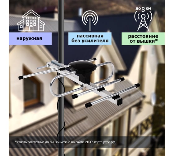 Наружная ТB антенна для цифрового телевидения REXANT DVB-T2 модель RX-407 пакет 34-0407