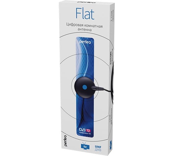 Телевизионная антенна Perfeo FLAT+ активная, встроенный усилитель DVB-T2 30007582