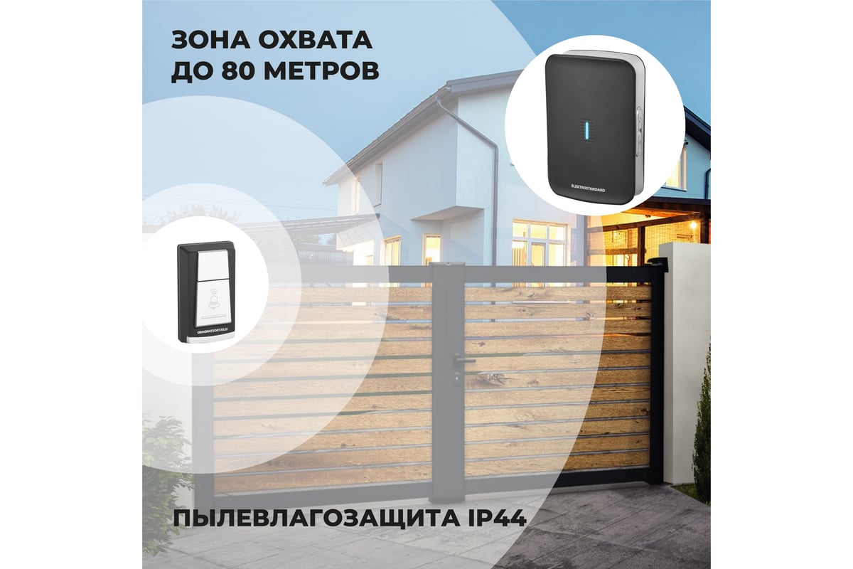 Электрический бытовой дверной звонок Elektrostandard DBQ19M WL 36M IP44  черный a044638 - выгодная цена, отзывы, характеристики, фото - купить в  Москве и РФ