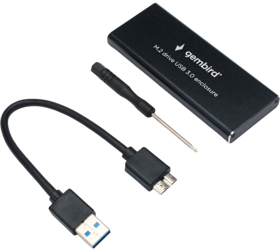 Внешний корпус Gembird USB 3.0 для M2 SATA, порт MicroB, металл, черный, EEM2-SATA-1