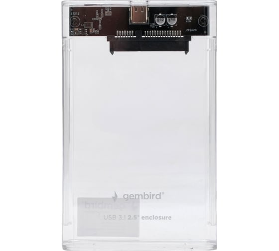 Внешний корпус Gembird USB 3.0 для 2.5" HDD/SSD, порт Type-С, SATA III, пластик, прозрачный, EE2-U3S-7