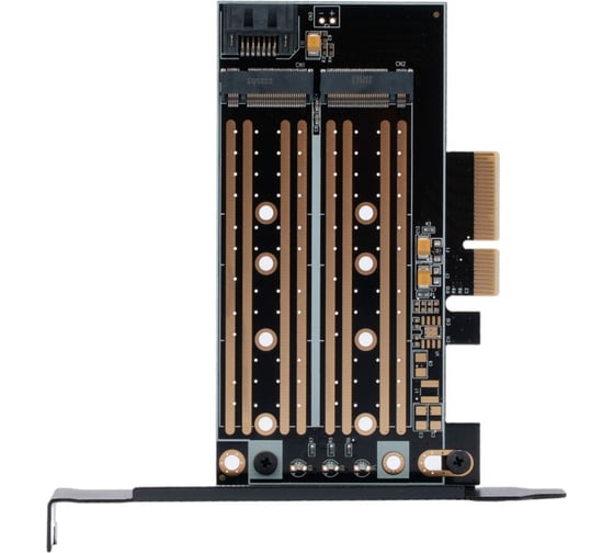 Адаптер Gembird для двух SSD M.2 (NVMe+SATA) в разъем PCI-e, коробка, MF-PCIE-NVME-SATA