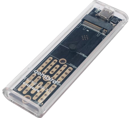 Внешний корпус Gembird USB 3.1 для M2 NVME, порт Type-С, пластик, прозрачный, EEM2-NVME-2