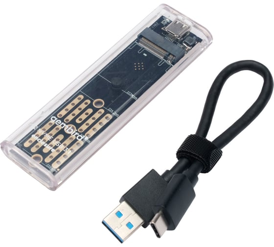 Внешний корпус Gembird USB 3.1 для M2 NVME, порт Type-С, пластик, прозрачный, EEM2-NVME-2