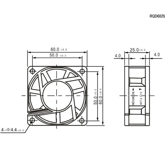 Осевой вентилятор Pro Legend 60x60x25 мм, 4700 об.мин., 24 В PL2662