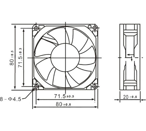 Осевой вентилятор Pro Legend 80x80x20 мм, 3000 об.мин., 24 В PL2676