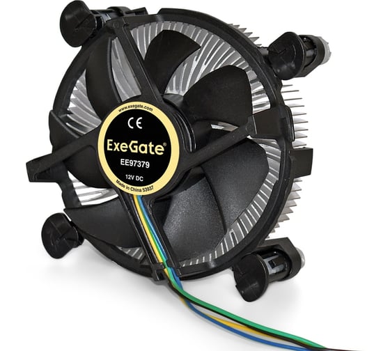Кулер ExeGate EE97379 Al, LGA775 1150 1151 1155 1156 1200, TDP 65W, Fan 92mm, 2400RPM, Hydro bearing, 4pin, 23db, 175г, на защелках, с термопастой, RTL 283280
