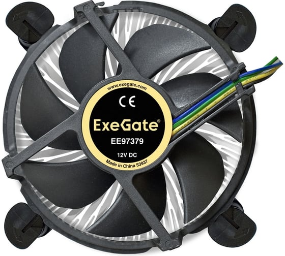 Кулер ExeGate EE97379 Al, LGA775 1150 1151 1155 1156 1200, TDP 65W, Fan 92mm, 2400RPM, Hydro bearing, 4pin, 23db, 175г, на защелках, с термопастой, RTL 283280