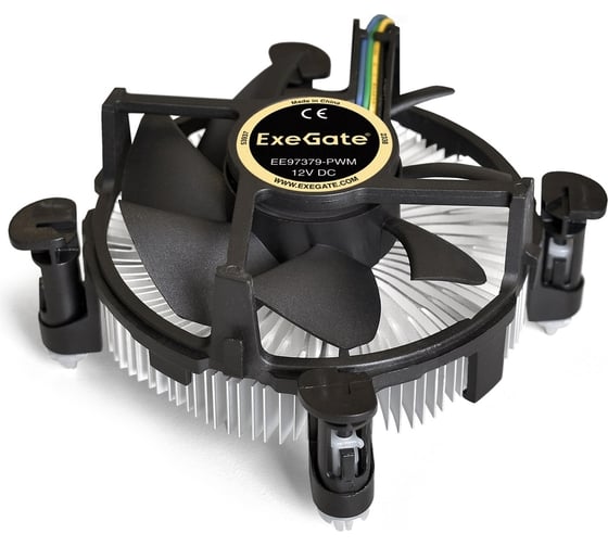 Кулер ExeGate EE97379-PWM Al, LGA775 1150 1151 1155 1156 1200, TDP 65W, Fan 92mm, PWM 1200-2600RPM, Hydro bearing, 4pin, 11-24db, 180г, на защелках, с термопасто 283279