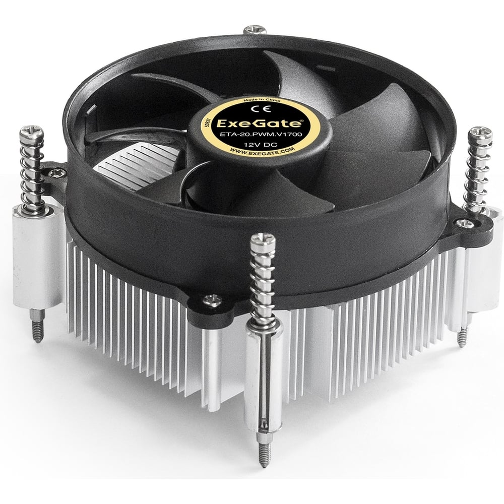 КулерExeGateETA-20.PWM.V1700Al,LGA1700115011511155115612001366,TDP90W,Fan95mm,PWM900-2400RPM,Hydrobearing,4pin,11-24db,345г,стермопастой,292655