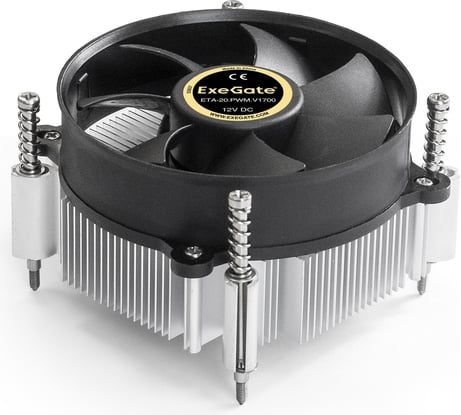 Кулер ExeGate ETA-20.PWM.V1700 Al, LGA1700 1150 1151 1155 1156 1200 1366, TDP 90W, Fan 95mm, PWM 900-2400RPM, Hydro bearing, 4pin, 11-24db, 345г, с термопастой, 292655