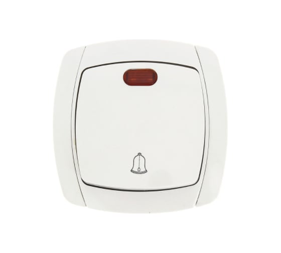 Кнопка звонка с индикатором EKF Париж 10А, белый, Simple, SQ ESZ10-126-10 1