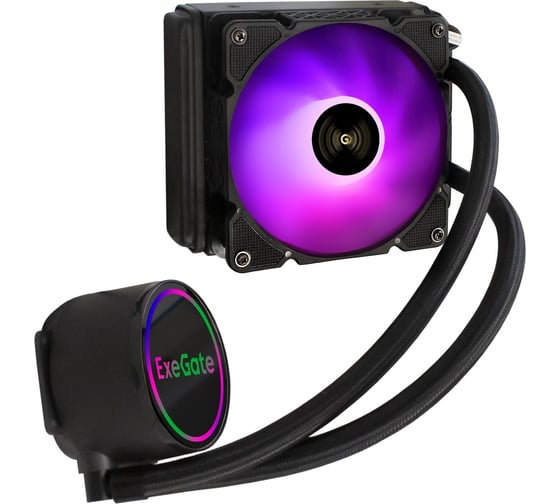 Комплект водяного охлаждения ExeGate BlackWater-120.PWM.ARGB 3 PIN 5V ADDRESSABLE RGB LGA2066 2011 1366 1150 1151 1155 1156 1200 1700 AM4 FM1 FM2 FM2+ AM2 AM2+ AM3 AM3+, 293456 1
