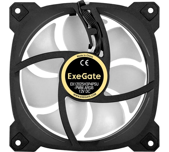 Вентилятор ExeGate 12В DC с подсветкой EX12025H3P4PSU-PWM.ARGB 120x120x25 мм, Hydraulic bearing гидродинамический, 5V ARGB 3pin, 4pin PWM, 1200RPM, ARGB подсветка 295970