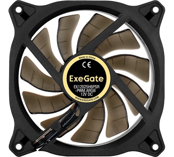 Вентилятор ExeGate 12В DC с подсветкой EX12025H6PSR-PWM.ARGB 120x120x25 мм, Hydraulic bearing гидродинамический, 6pin, 1200RPM, ARGB подсветка, 33dBA 295973