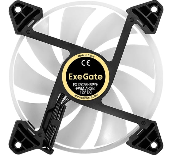 Вентилятор ExeGate 12В DC с подсветкой EX12025H6PYH-PWM.ARGB 120x120x25 мм, Hydraulic bearing гидродинамический, 6pin, 1200RPM, ARGB подсветка, 33dBA 295972