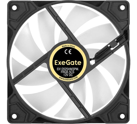 Вентилятор ExeGate 12В DC с подсветкой EX12025HM3PM.FRGB.5CS 120x120x25 мм, Hydraulic bearing гидродинамический, 3pin+Molex, FRGB подсветка, 24dBA 295965