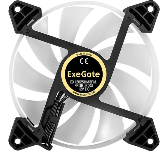 Вентилятор ExeGate 12В DC с подсветкой EX12025HM3PM.FRGB.5CSU 120x120x25 мм, Hydraulic bearing гидродинамический, 3pin+Molex, FRGB подсветка, 24dBA 295966