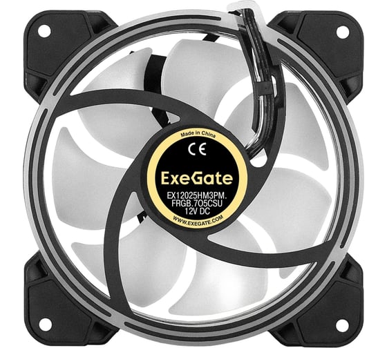 Вентилятор ExeGate 12В DC с подсветкой EX12025HM3PM.FRGB.7O5CSU 120x120x25 мм, Hydraulic bearing гидродинамический, 3pin+Molex, FRGB подсветка, 24dBA 295963