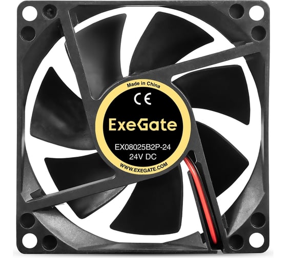 Вентилятор ExeGate 24B DC EX08025B2P-24 80x80x25 мм, 2-Ball двойной шарикоподшипник, 2pin, 2850RPM, 28.5dBA 295207