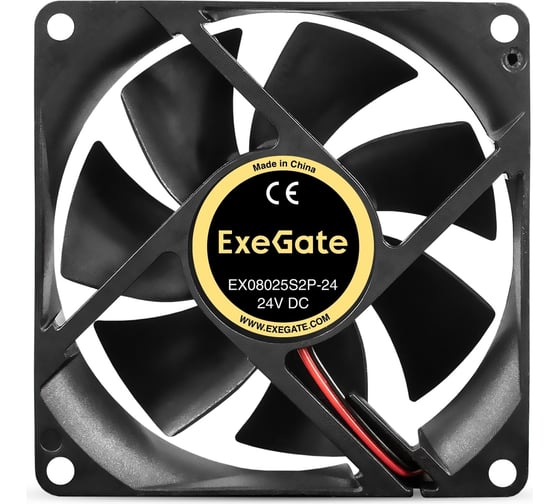 Вентилятор ExeGate 24B DC EX08025S2P-24 80x80x25 мм, Sleeve bearing подшипник скольжения, 2pin, 2800RPM, 28dBA 295206
