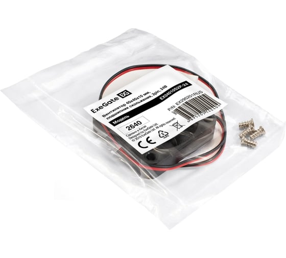 Вентилятор ExeGate 24В DC EX04010S2P-24 40x40x10 мм, Sleeve bearing подшипник скольжения, 2pin, 7500RPM, 35.5dBA 295201