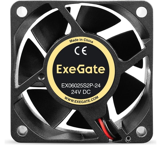 Вентилятор ExeGate 24В DC EX06025S2P-24 60x60x25 мм, Sleeve bearing подшипник скольжения, 2pin, 5000RPM, 34.5dBA 295204