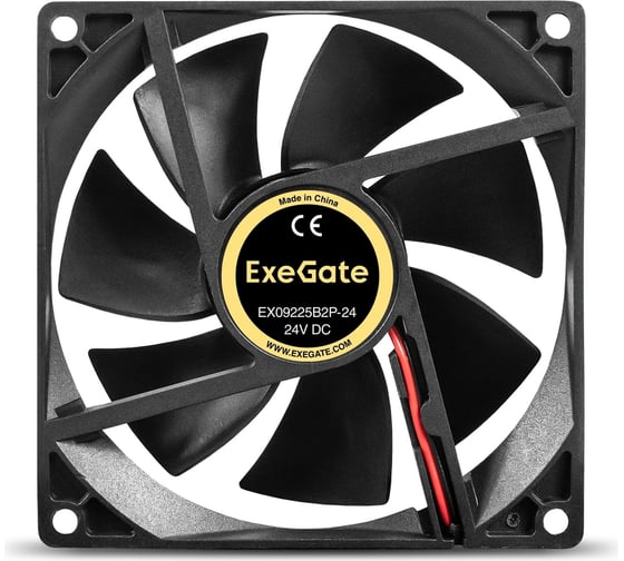 Вентилятор ExeGate 24В DC EX09225B2P-24 92x92x25 мм, 2-Ball двойной шарикоподшипник, 2pin, 2750RPM, 34.4dBA 295209