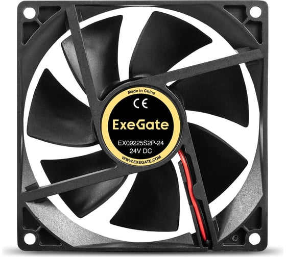 Вентилятор ExeGate 24В DC EX09225S2P-24 92x92x25 мм, Sleeve bearing подшипник скольжения, 2pin, 2700RPM, 33.9dBA 295208