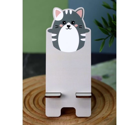 Подставка под телефон/планшет iLikeGift «Cat», grey 16038