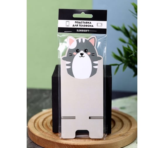 Подставка под телефон/планшет iLikeGift «Cat», grey 16038