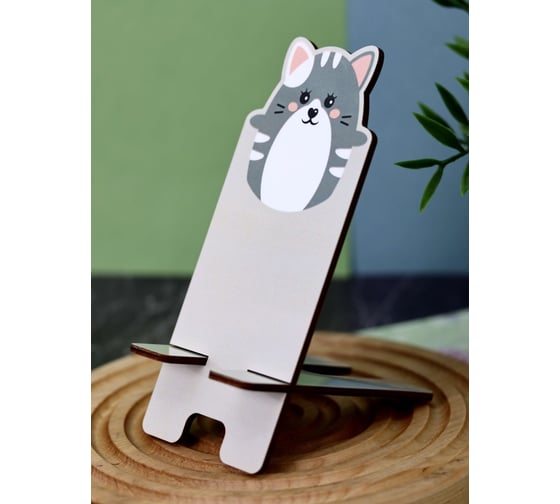 Подставка под телефон/планшет iLikeGift «Cat», grey 16038