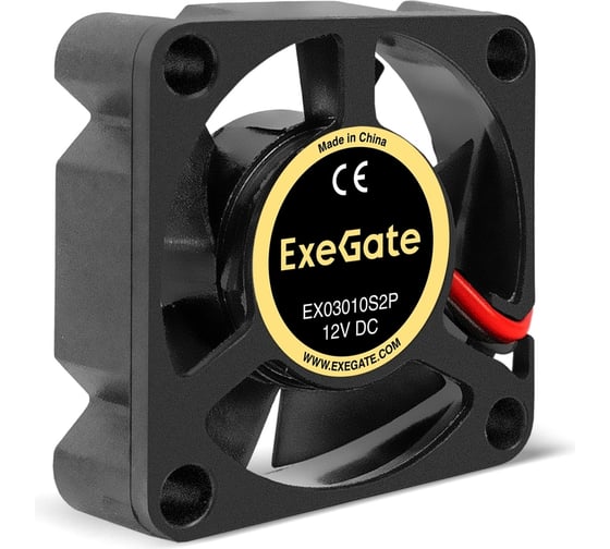 Вентилятор ExeGate EX03010S2P 12В DC, 30x30x10 мм, Sleeve bearing подшипник скольжения, 2pin, 10000RPM, 28,5dBA 295214