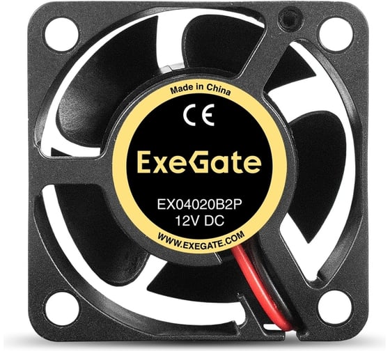 Вентилятор ExeGate EX04020B2P 12В DC, 40x40x20 мм, 2-Ball двойной шарикоподшипник, 2pin, 7000RPM, 30dBA 295219