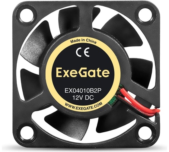 Вентилятор ExeGate EX04010B2P 12В DC, 40x40x10 мм, 2-Ball двойной шарикоподшипник, 2pin, 5500RPM, 26dBA 295218
