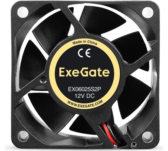 Вентилятор ExeGate EX06025S2P 12В DC, 60x60x25 мм, Sleeve bearing подшипник скольжения, 2pin, 3500RPM, 24dBA 295227