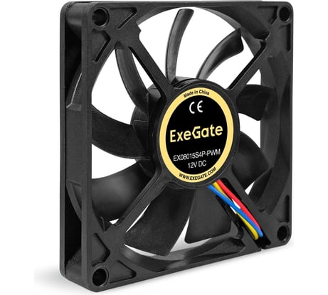 Вентилятор ExeGate EX08015S4P-PWM 12В DC, 80x80x15 мм, Sleeve bearing подшипник скольжения, 4pin, PWM, 25.5dBA 295235
