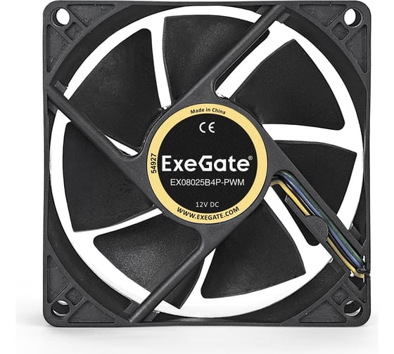 Вентилятор ExeGate EX08025B4P-PWM 12В DC, 80x80x25 мм, 2-Ball двойной шарикоподшипник, 4pin, PWM, 23dBA 283378