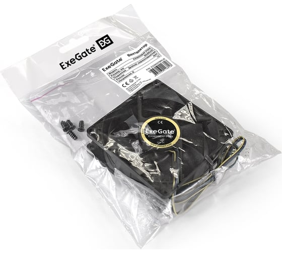 Вентилятор ExeGate EX08025B4P-PWM 12В DC, 80x80x25 мм, 2-Ball двойной шарикоподшипник, 4pin, PWM, 23dBA 283378