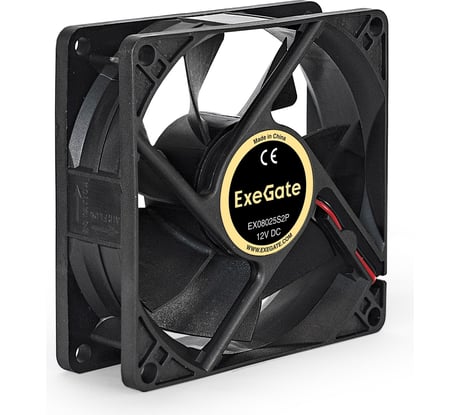 Вентилятор ExeGate EX08025S2P 12В DC, 80x80x25 мм, Sleeve bearing подшипник скольжения, 2pin разъем 2.54, 2200RPM, 22.5dBA 294047