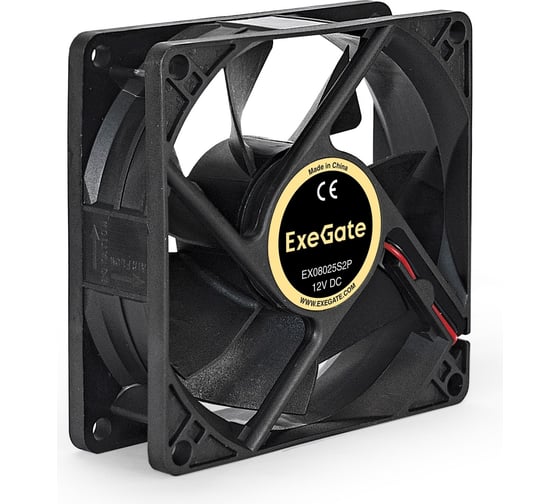 Вентилятор ExeGate EX08025S2P 12В DC, 80x80x25 мм, Sleeve bearing подшипник скольжения, 2pin разъем 2.54, 2200RPM, 22.5dBA 294047 1