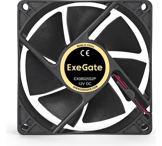 Вентилятор ExeGate EX08025S2P 12В DC, 80x80x25 мм, Sleeve bearing подшипник скольжения, 2pin разъем 2.54, 2200RPM, 22.5dBA 294047