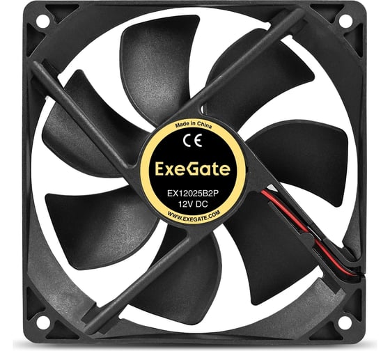 Вентилятор ExeGate EX12025B2P 12В DC, 120x120x25 мм, 2-Ball двойной шарикоподшипник, 2pin, 1550RPM, 25dBA 295242