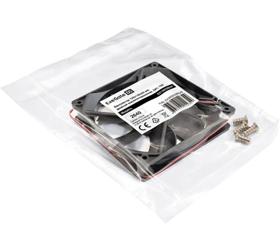 Вентилятор ExeGate EX12025B2P 12В DC, 120x120x25 мм, 2-Ball двойной шарикоподшипник, 2pin, 1550RPM, 25dBA 295242