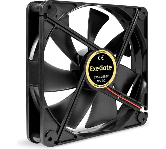 Вентилятор ExeGate EX14025B2P 12В DC, 140x140x25 мм, 2-Ball двойной шарикоподшипник, 2pin, 1250RPM, 24,5dBA 295249
