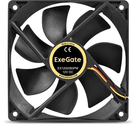 Вентилятор ExeGate EX12025B3PM 12В DC, 120x120x25 мм,2-Ball двойной шарикоподшипник, 3pin+Molex, 1550RPM, 25dBA 295244