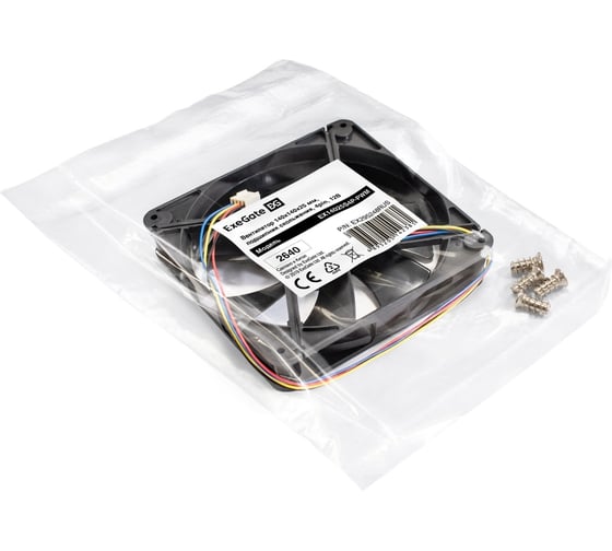 Вентилятор ExeGate EX14025S4P-PWM 12В DC, 140x140x25 мм, Sleeve bearing подшипник скольжения, 4pin, PWM, 24dBA 295248