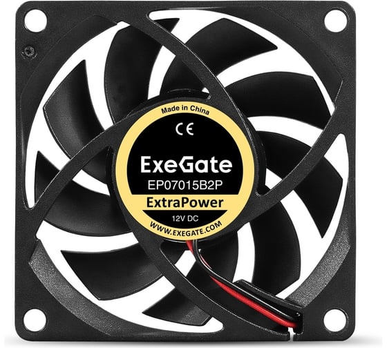 Вентилятор ExeGate ExtraPower EP07015B2P 12В DC, 70x70x15 мм, 2-Ball двойной шарикоподшипник, 2pin, 3100RPM, 28dBA 295232