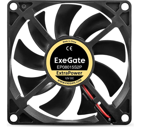 Вентилятор ExeGate ExtraPower EP08015S2P 12В DC, 80x80x15 мм, Sleeve bearing подшипник скольжения, 2pin, 2500RPM, 25.5dBA 295234